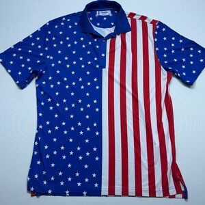 Chubbies Golf Polo Shirt Mens Large”After The Nineteenth Hole” American Flag